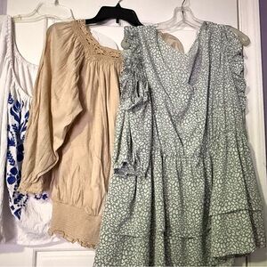 ODDY Beige and Blue Blouse Collection